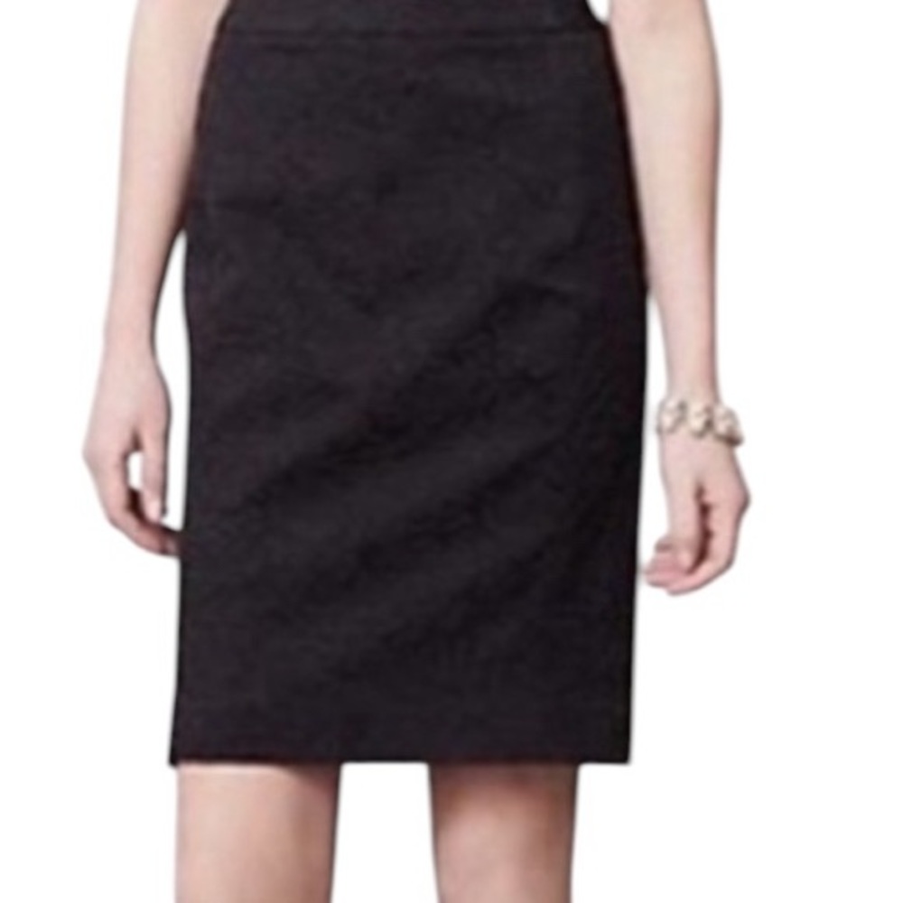 Anthropologie Vanessa Virginia Black Rose Print Textured Pencil Skirt 8